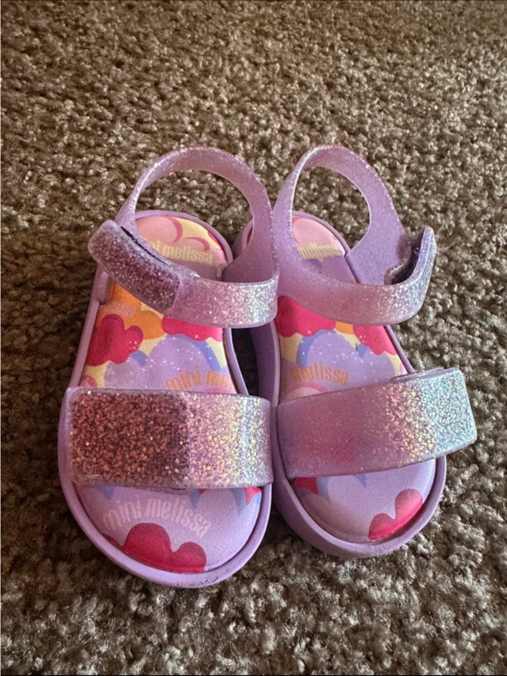 Mini Melissa Glitter Purple Sandals